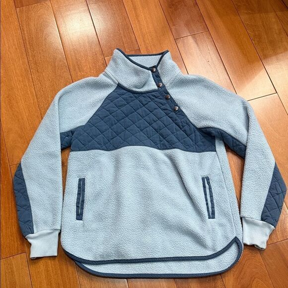 Abercrombie & Fitch Tops - Abercrombie & Fitch Blue Snap-Front Fleece Quilt Chest Panel Tunic Size S